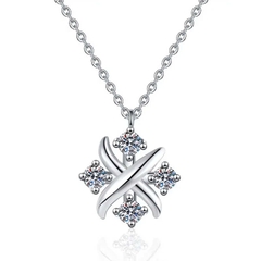 Dây Chuyền ESME ES180AS Kim Cương Đá Moissanite Bạc 925 Xi Kim 5 lớp