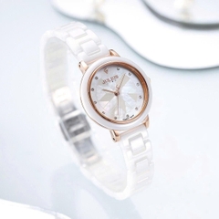 Combo Đồng Hồ Nữ JS-062 đá Ceramic + Bông Tai Moissanite ES293DS-ES053