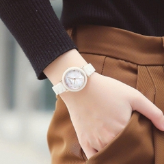 Combo Đồng Hồ Nữ JS-062 đá Ceramic + Bông Tai Moissanite ES293DS-ES053