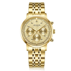 Đồng Hồ Cặp JS-061ML Julius Hàn Quốc Dây Thép (Vàng)