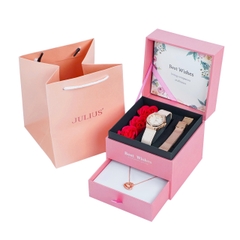 Combo Phụ Kiện Đồng Hồ Nữ JA-1395C + Dây Mesh + Trang Sức Dây Chuyền ESME ES482