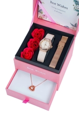 Combo Phụ Kiện Đồng Hồ Nữ JA-1395C + Dây Mesh + Trang Sức Dây Chuyền ESME ES482