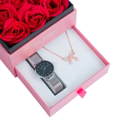 Combo Phụ Kiện  Đồng Hồ Nữ JA-1164L Julius Hàn Quốc Dây Thép (Nhiều Màu)