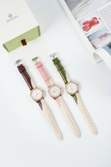 [New Arrival] Đồng Hồ Nữ JA-1593 Julius Mặt Xà Cừ  Dây Da(3 màu)
