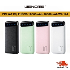 Sạc dự phòng WP161 - 163 tích hợp màn hình Led Dung Lượng 10000mAh - 20000mAh WEKOME màu sắc trẻ trung, 4 cổng sạc