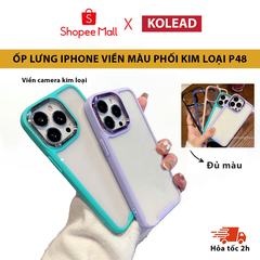 Ốp lưng TPU Dẻo KOLEAD P48 Trong Suốt Màu Sắc Ngọt Ngào phối kim loại Cho IPhone 14 15 Pro Promax Plus