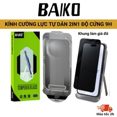 [TỰ DÁN 2IN1] Kính cường lực iphone Kingkong BAIKO trong suốt Cao cấp siêu mượt, siêu dẻo tích hợp giá đỡ điện thoại cho Iphone 11 12 13 14 15 plus pro promax