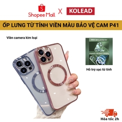 Ốp Điện Thoại từ tính Silicon Trong Suốt KOLEAD P41 Có viền và Vòng Kim Loại Sang Trọng 11 12 13 14 15 Pro Max plus