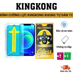 Kính cường lực tự dán KINGKONG TC siêu bền - Có màng bảo vệ loa iphone 11 12 13 14 15 Promax