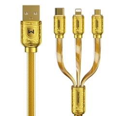 Cáp sạc điện thoại WEKOME 3 in 1 vỏ đồng kẽm cao cấp dành cho iphone/samsung/oppo/xiaomi/...
