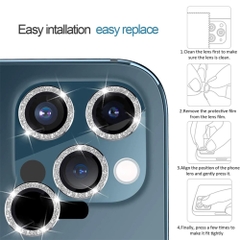 Bộ dán bảo vệ nhũ kim cương lấp lánh mắt camera iph KOLEAD ZC-R2 bằng kim loại chống xước cho iphone 15 14 13 12 11 promax pro plus