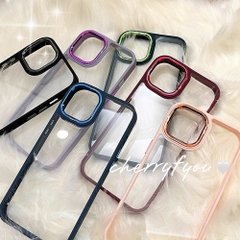 Ốp lưng TPU Dẻo KOLEAD P48 Trong Suốt Màu Sắc Ngọt Ngào phối kim loại Cho IPhone 14 15 Pro Promax Plus