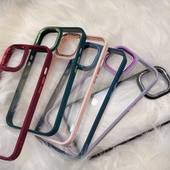 Ốp lưng TPU Dẻo KOLEAD P48 Trong Suốt Màu Sắc Ngọt Ngào phối kim loại Cho IPhone 14 15 Pro Promax Plus