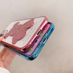 Ốp điện thoại trong suốt hình gấu họa tiết nổi 3D viền màu KOLEAD P44 iphone 15 14 13 12 11 Pro Promax