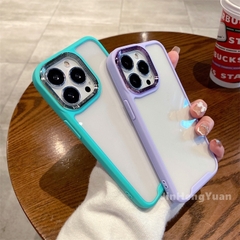 Ốp lưng TPU Dẻo KOLEAD P48 Trong Suốt Màu Sắc Ngọt Ngào phối kim loại Cho IPhone 14 15 Pro Promax Plus