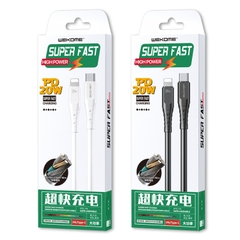 Bộ sạc nhanh, củ/cốc sạc WEKOME U53 PD 20W KÈM QC 3.0 SIÊU BỀN Cho 5/6/7/8/X/11/12/13/14 USB-C To ip