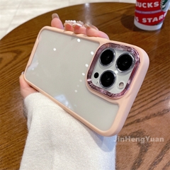 Ốp lưng TPU Dẻo KOLEAD P48 Trong Suốt Màu Sắc Ngọt Ngào phối kim loại Cho IPhone 14 15 Pro Promax Plus