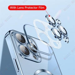 Ốp Điện Thoại từ tính Silicon Trong Suốt KOLEAD P41 Có viền và Vòng Kim Loại Sang Trọng 11 12 13 14 15 Pro Max plus