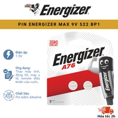 PIN ENERGIZER SPECIALTY A76 BP2 - Pin Cúc Áo Alkaline Vỉ 2 Viên Chính Hãng