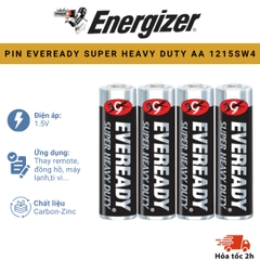 PIN EVEREADY SUPER HEAVY DUTY AA 1215SW4 - Vỉ 4 Viên Chính Hãng