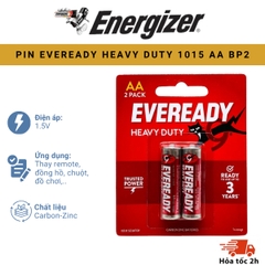 PIN EVEREADY HEAVY DUTY 1015 AA BP2 - Vỉ 2 Viên Pin Chất Lượng Cao, Chính Hãng