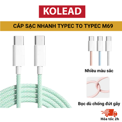 Dây sạc, cáp sạc nhanh KOLEAD M69 PD20W TypeC to TypeC bọc dù chống đứt gãy dài 2M, sử dụng cho các dòng Iphone 15, 16