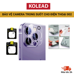 Kính Bảo vệ camera trong suốt KOLEAD dành cho lphone, bảo vệ tuyệt đối, chống ố vàng, bám màu 002