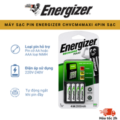 MÁY SẠC PIN ENERGIZER CHVCM4MAXI 4PIN - SẠC Chất Lượng Cao, Chính Hãng