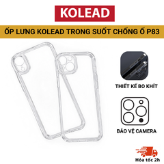 Ốp lưng trong suốt hạn chế ố vàng KOLEAD P83 tích hợp nút bấm kim loại, viền bảo vệ camera cho iphone 11 12 13 14 15 16