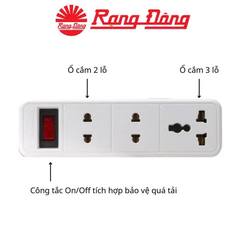 Ổ cắm đa năng âm tường Rạng Đông model OCAT04K 2C, tương thích với hầu hết các loại phích cắm trên thị trường.