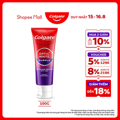 Kem Đánh Răng Colgate trắng răng Optic White Purple 100g công nghệ sắc tím, trung hòa ố vàng tức thì