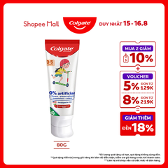 Kem đánh răng Colgate Kid Free From cho bé 3-5 tuổi không chất bảo quản 80g