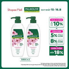 Bộ 2 chai sữa tắm Palmolive sảng khoái dịu êm 95% chiết xuất từ hoa anh đào 500g