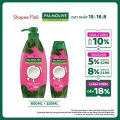 Bộ 2 Dầu gội Palmolive kèm xả 2-trong-1 chiết xuất thiên nhiên 600ML và 180ml