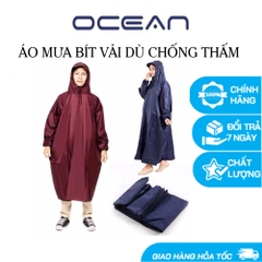 Áo mưa Bít kín người vải dù OCEAN màu sắc trang nhã chống nước, chống thấm / áo mưa ích kỉ vải dù dày dặn, tay bo chun