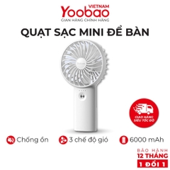 Quạt sạc tích điện mini cầm tay có thể đặt bàn Yoobao F3 3000/ 6000 mAh có thể chạy 15 giờ liên tục - Hãng phân phối chính thức- Bảo hành 12 tháng