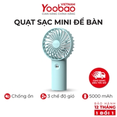 Quạt sạc tích điện mini cầm tay có thể đặt bàn Yoobao F3 3000/ 6000 mAh có thể chạy 15 giờ liên tục - Hãng phân phối chính thức- Bảo hành 12 tháng