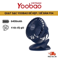 Quạt sạc mini để bàn YOOBAO F04 6400mAh Xoay 720 độ Chạy 32 giờ liên tục - Hàng chính hãng - Bảo hành 12 tháng 1 đổi 1- Thiết kế đẹp tiện dụng