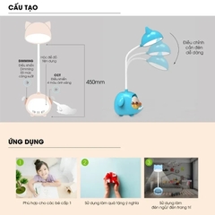 Đèn LED cảm ứng để bàn Rạng Đông RD RL-41 8W Thiết Kế Cảm Ứng Phần Tai Thú Độc Đáo có hộc đựng đồ tiện lợi cho bé