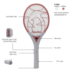 Vợt bắt muỗi Rạng Đông VBM RD.05 tích hợp tay cầm đèn pin, diệt muỗi nhanh chóng, chất liệu an toàn tuyệt đối.