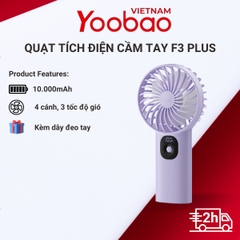 [ MINI ] Quạt sạc cầm tay/ để bàn YOOBAO F3 Plus pin 10.000mAh sử dụng liên tục trong 36h, thiết kế nhỏ nhắn, nhiều màu