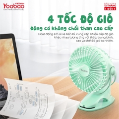 [8000mAh] Quạt kẹp tích điện 3in1 YOOBAO F8 dung lượng pin 8000mAh tích hợp đèn led, sạc dự phòng- bảo hành chính hãng