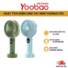 Quạt Mini Cầm Tay Yoobao Y-F3S 3000mAh/ 2000mAh - Dễ dàng điều chỉnh 3 chế độ gió với chỉ một nút bấm thời gian hoạt động lên 14H