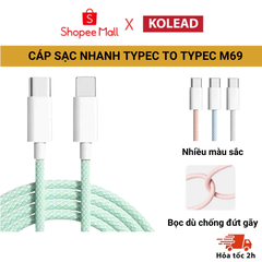 Dây sạc, cáp sạc nhanh KOLEAD M69 PD20W TypeC to TypeC bọc dù chống đứt gãy dài 2M, sử dụng cho các dòng Iphone 15, 16