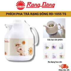 Phích pha trà giữ nhiệt 1L RẠNG ĐÔNG 1055 TS, Ruột thủy tinh cao cấp - Giữ nóng sau 12h và giữ lạnh sau 24h, an toàn với môi trường
