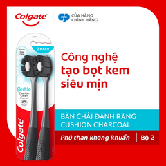 Bộ 2 Bàn chải Colgate Gentle Cushion Charcoal lông chải siêu dày, kháng khuẩn