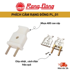 Phích cắm Rạng Đông PL_01 có lớp vỏ chống cháy, sử dụng để nối các thiết bị điện với nguồn điện trong gia đình