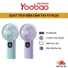 [ MINI ] Quạt sạc cầm tay/ để bàn YOOBAO F3 Plus pin 10.000mAh sử dụng liên tục trong 36h, thiết kế nhỏ nhắn, nhiều màu
