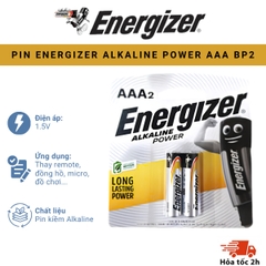 PIN ENERGIZER ALKALINE POWER AAA BP2 - Vỉ 2 Viên Chính Hãng, Chất Lượng Tốt