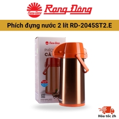 Phích đựng nước 2 lít RD-2045ST2.E, ruột thủy tinh cao cấp giữ nhiệt cao, thân Inox màu đa dạng sơn phủ chống vân tay